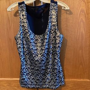 NESS Blue & Silver sequinned tank top. Jersey back. Size Medium (generous)